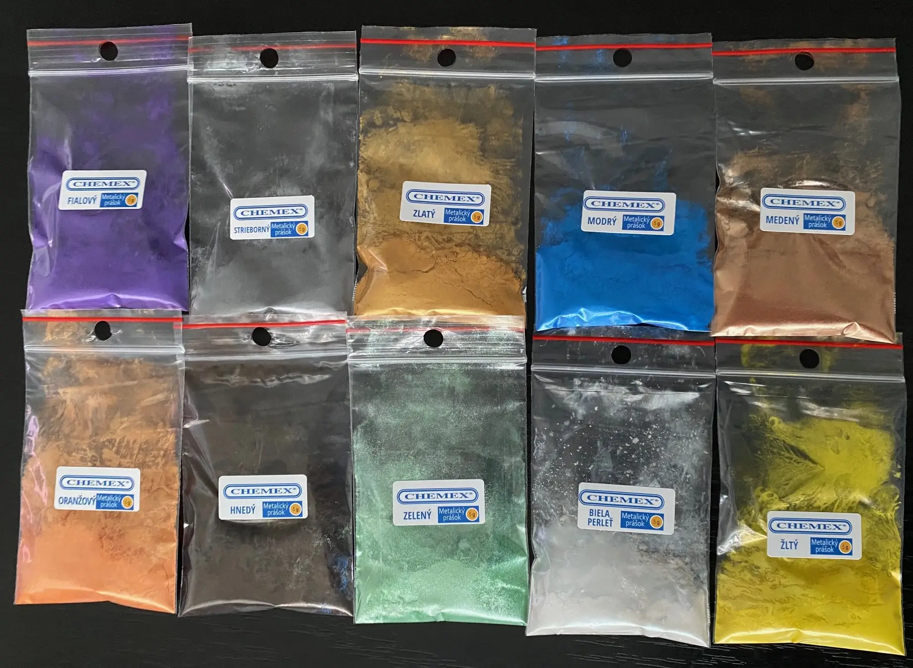 Set metalick&yacute;ch pigmentov Chemex
